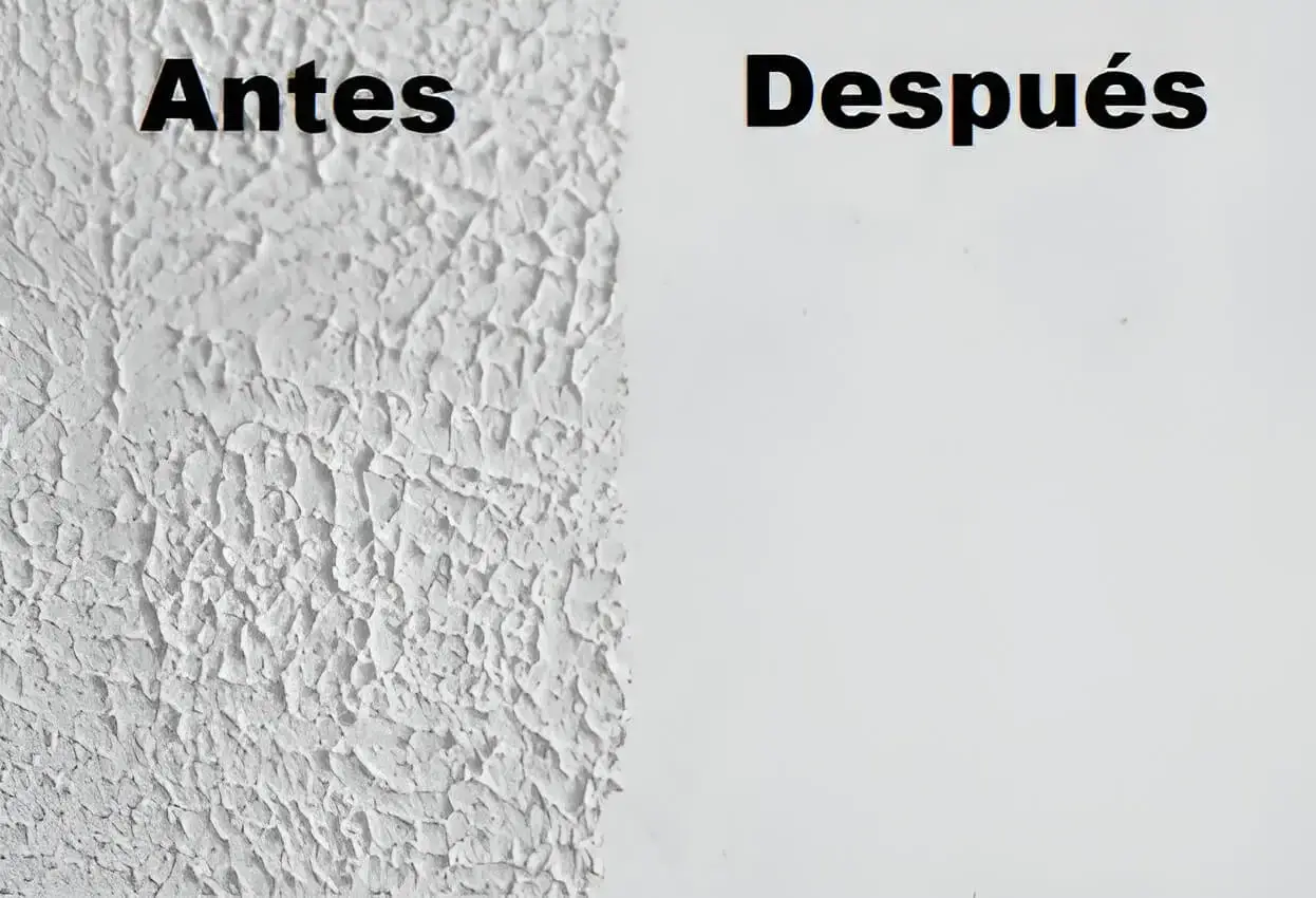 Antes y después de quitar gotelé en pared, trabajo de Los Pintores Alicante